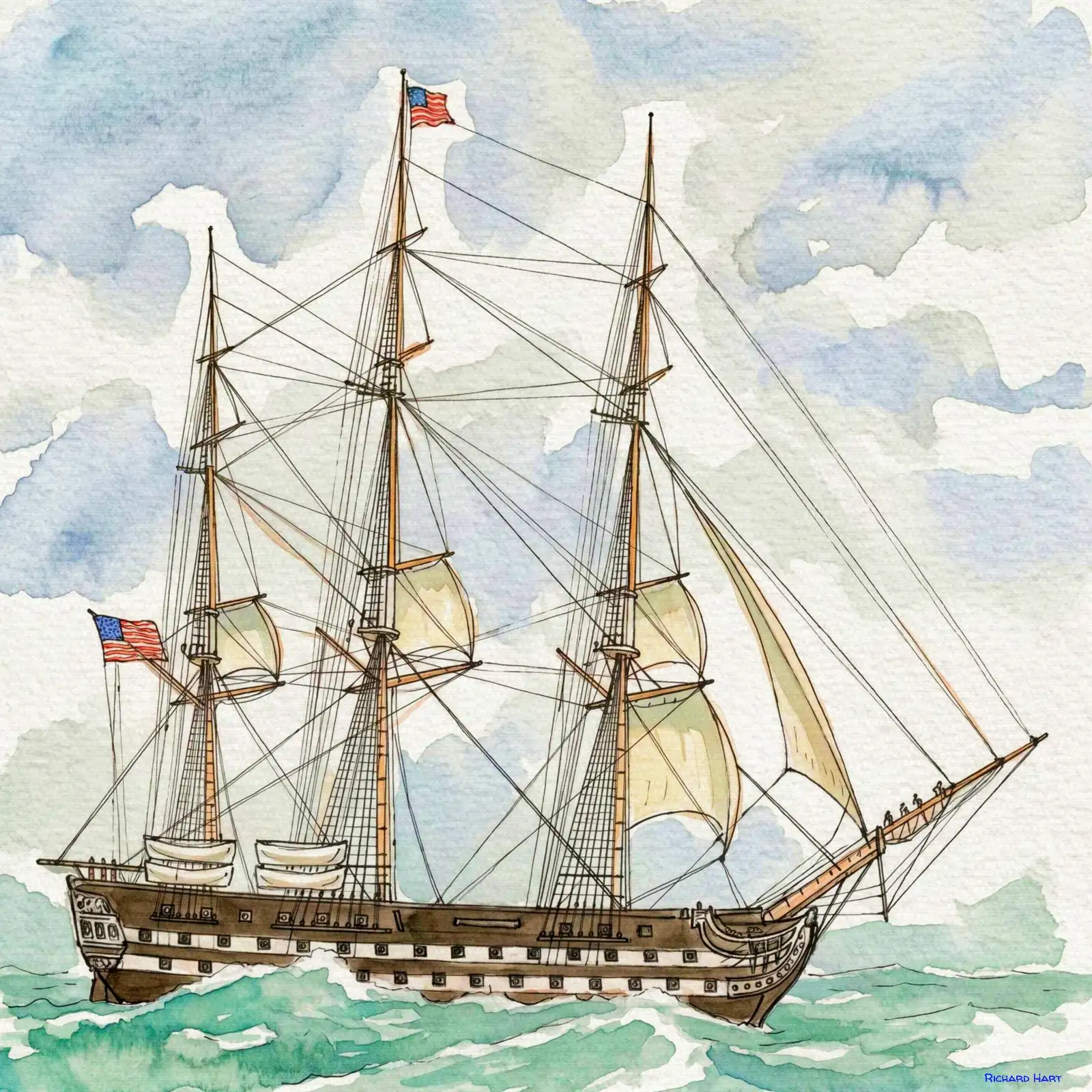 USS Constitution at sea