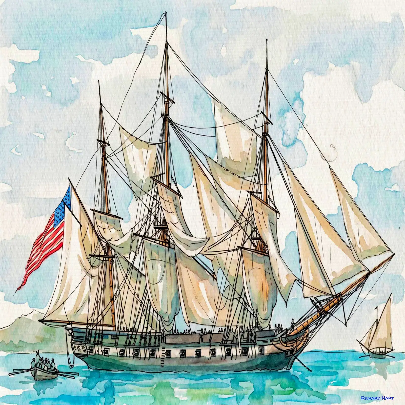 USS Constitution On The Hook