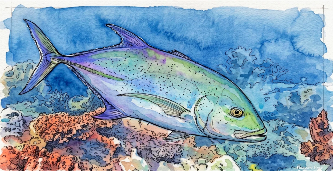 Blue Fin Trevally on the Bottom