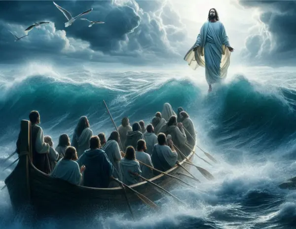 Jesus appearing on the fish boat